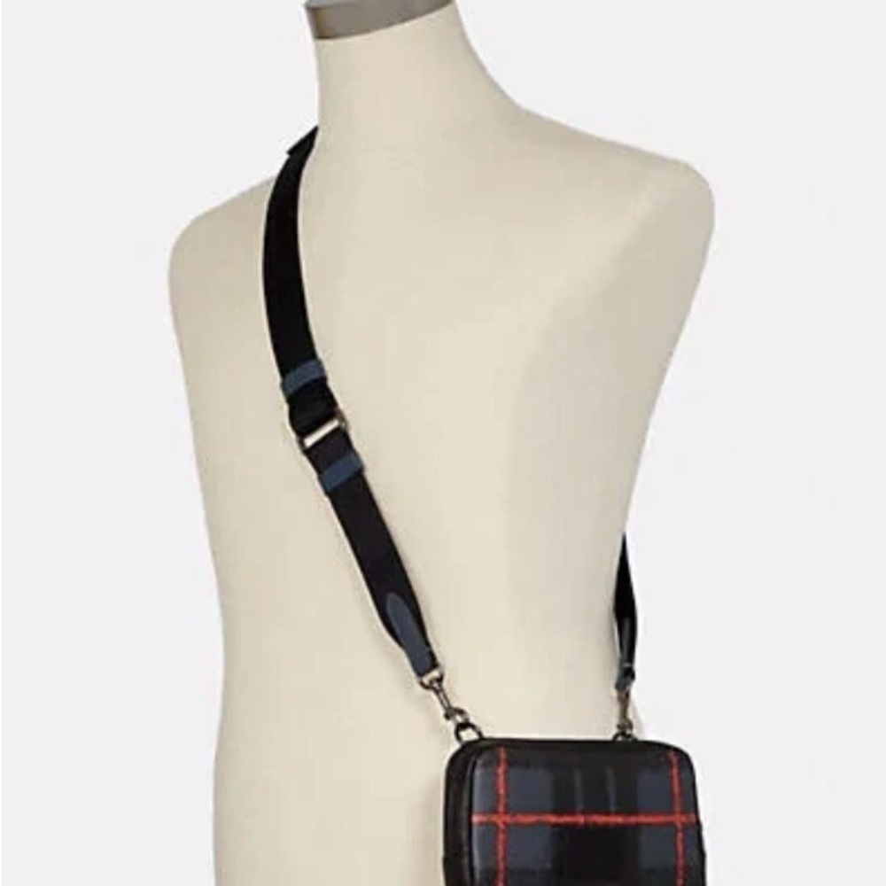 Coach Black and Red Plaid Messenger Bag